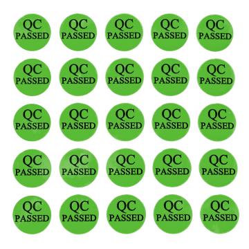 Okrągłe naklejki „QC PASSED” - zielone