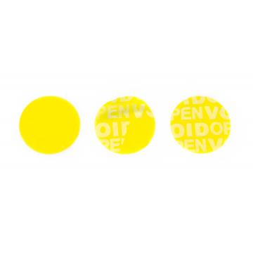 Żółta okrągła bezśladowa naklejka VOID o dużej przyczepności 20mm