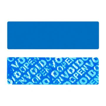 Niebieska prostokątna naklejka VOID o dużej przyczepności