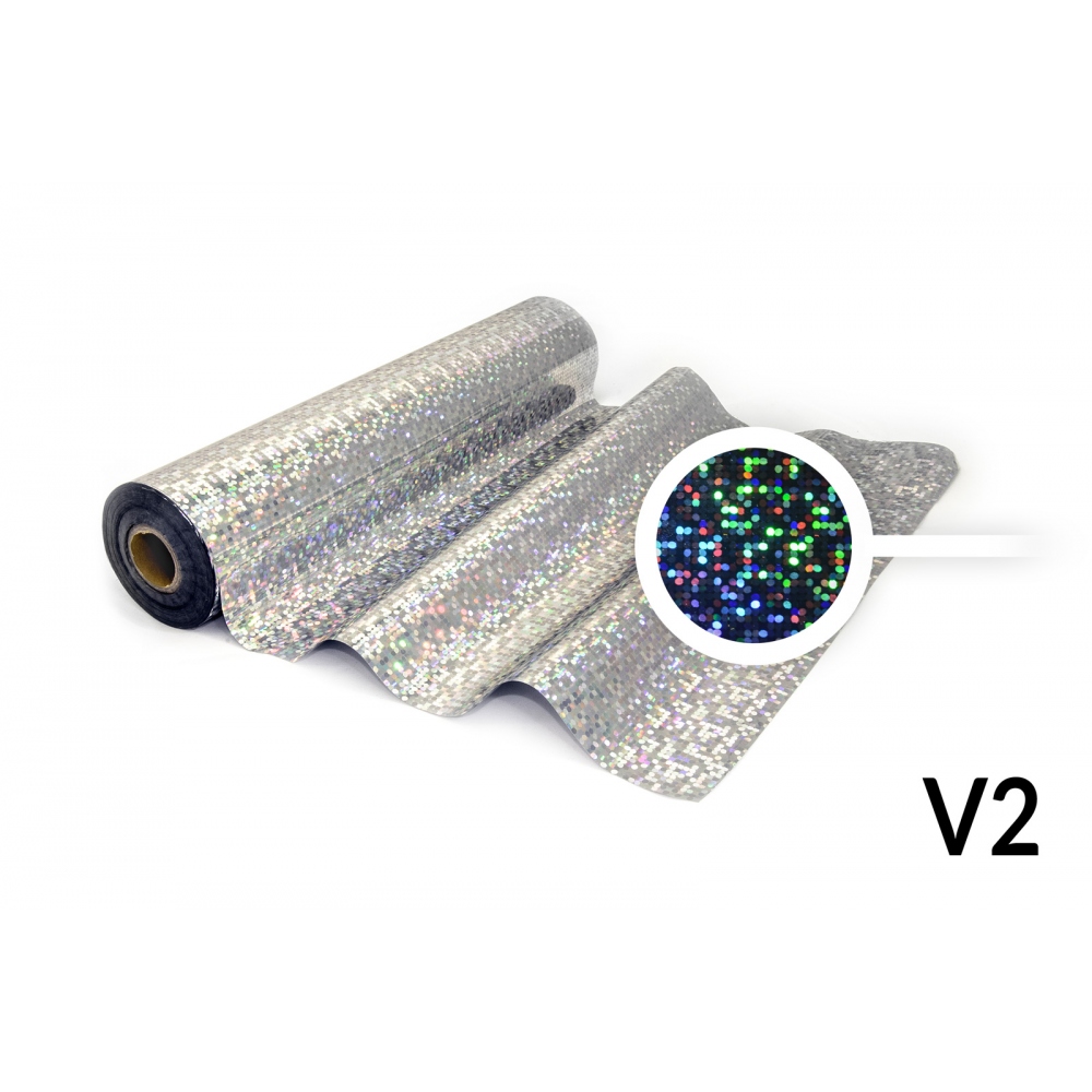 Folia do termodruku - V2 holograficzna srebrna ze wzorem elipsy – dużym, regularnym