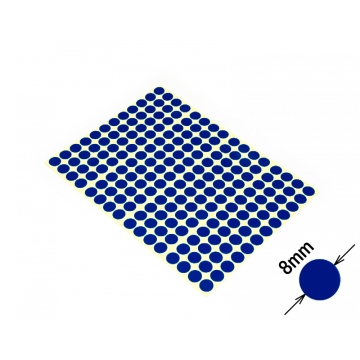 Okrągłe kolorowe naklejki znakujące bez zadruku, 8 mm niebieskie