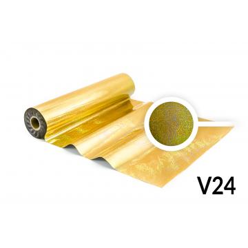 Folia do termodruku - V24 holograficzna złota z elementami błyszczącymi
