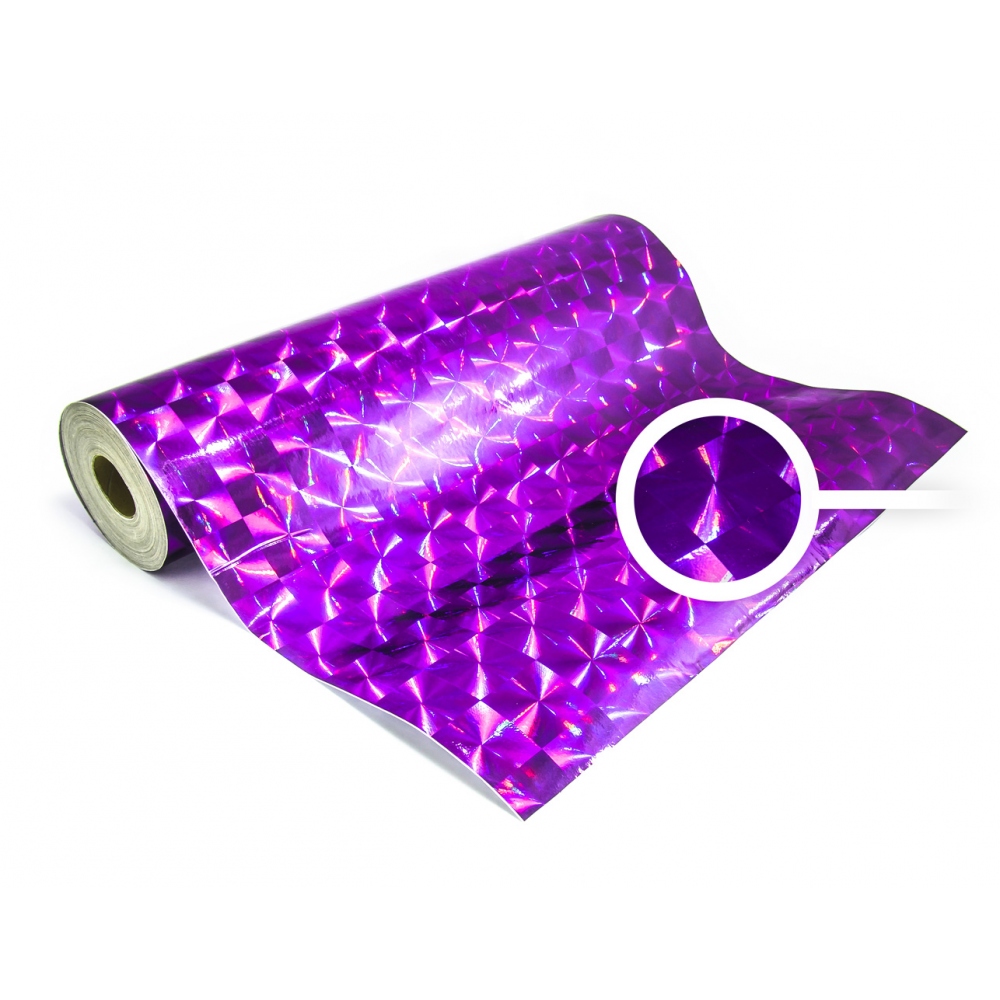Uniwersalna samoprzylepna folia holograficzna na metry - kwadraty fioletowy