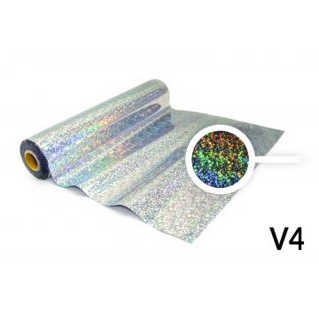 Folia do termodruku - V4 holograficzna srebrna ze wzorem w kratkę