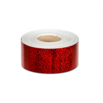 Samoprzylepna taśma holograficzna 50 mm, motyw kółka czerwone