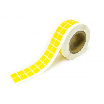 Żółta kwadratowa bezśladowa naklejka VOID o dużej przyczepności 20x20mm