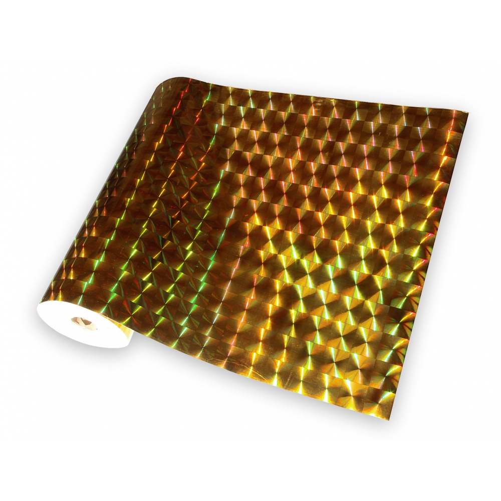 Uniwersalna samoprzylepna folia holograficzna na metry - kwadraty złoty
