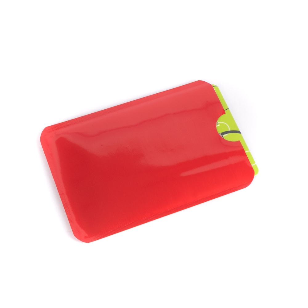 Czerwone etui ochronne na karty zbliżeniowe blokujące sygnały RFID oraz NFC