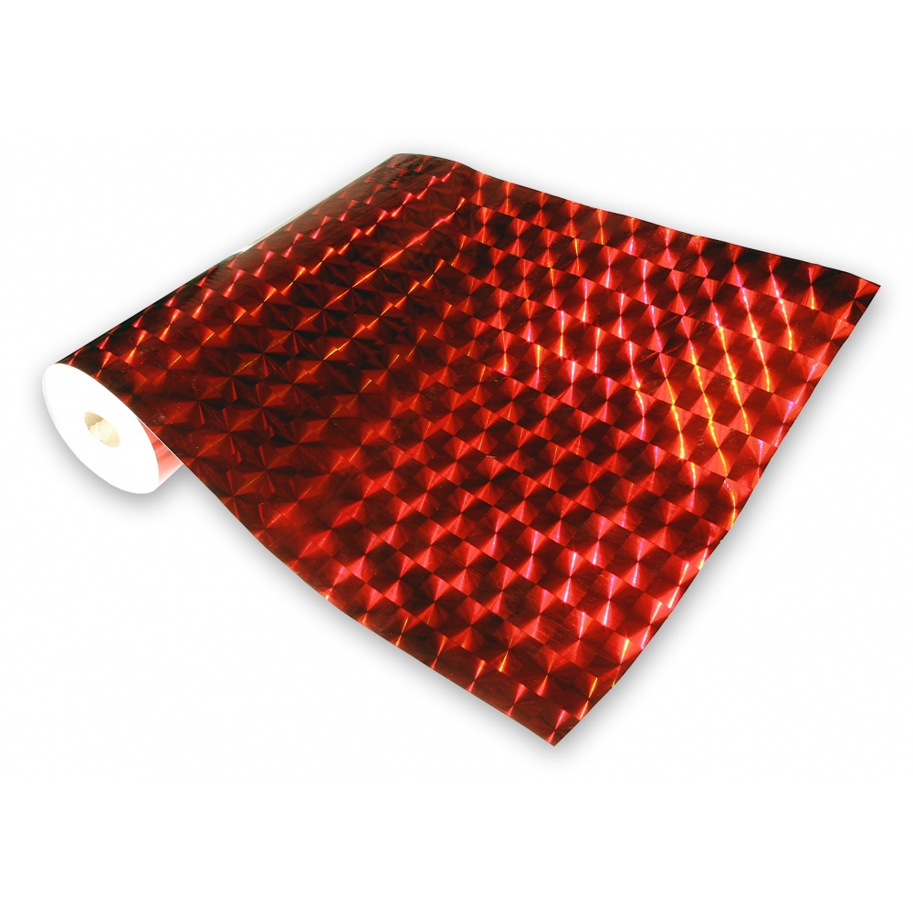Uniwersalna samoprzylepna folia holograficzna na metry - kwadraty czerwony