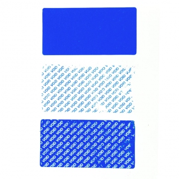 Śladowa naklejka zabezpieczająca niebieska 50x25mm
