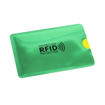 Zielone etui ochronne na karty zbliżeniowe blokujące sygnały RFID oraz NFC