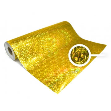 Uniwersalna samoprzylepna folia holograficzna na metry MOTYW 6 piła - złota