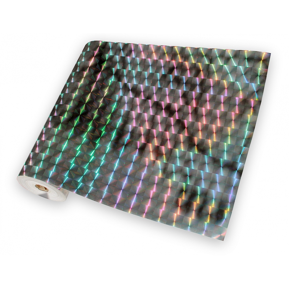 Uniwersalna samoprzylepna folia holograficzna na metry - kwadraty srebrny