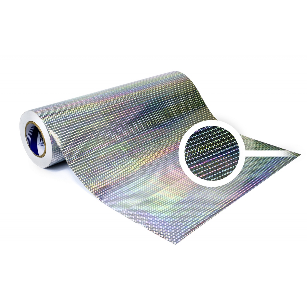 Uniwersalna samoprzylepna folia holograficzna na metry - kwadraciki srebrna