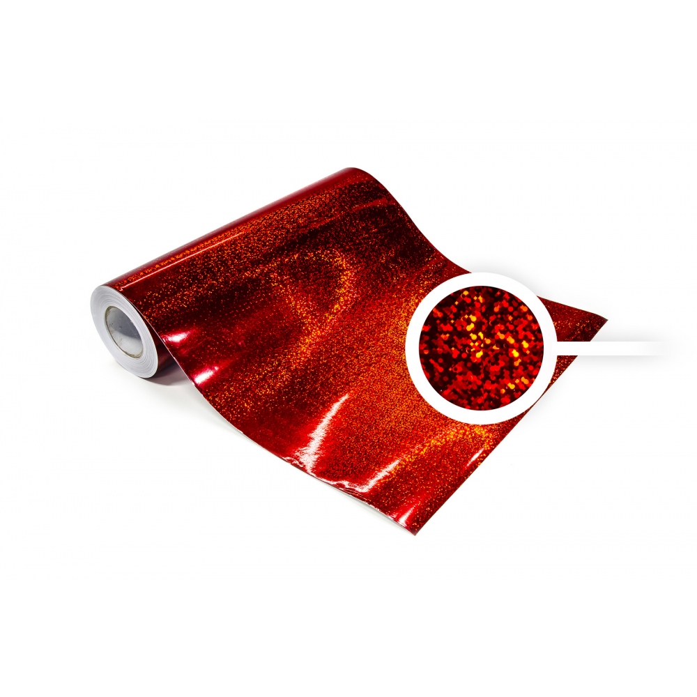 Uniwersalna samoprzylepna folia holograficzna na metry - kółka czerwone