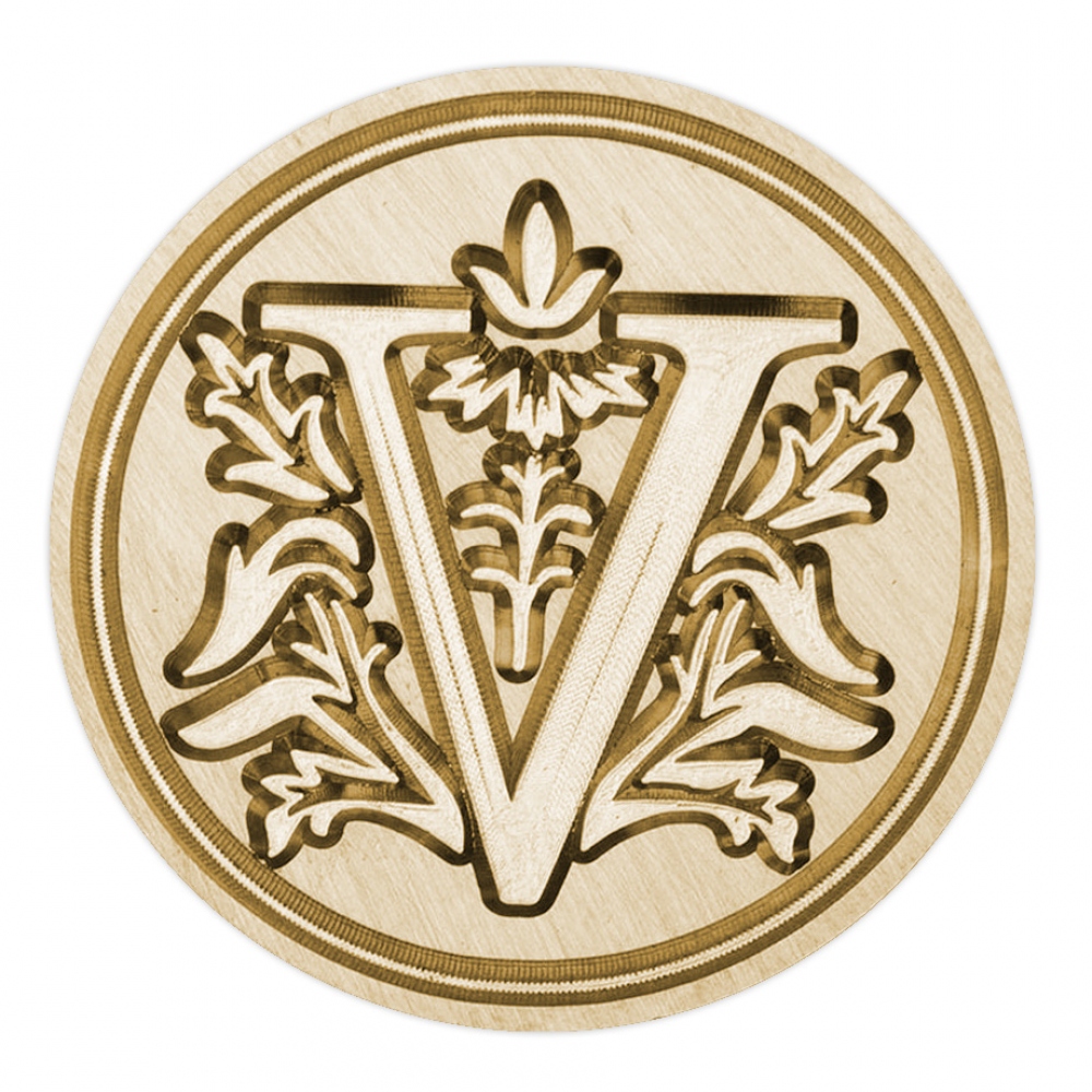 Stempel ręczny (pieczęć) do laku - dekoracyjna drukowana litera V
