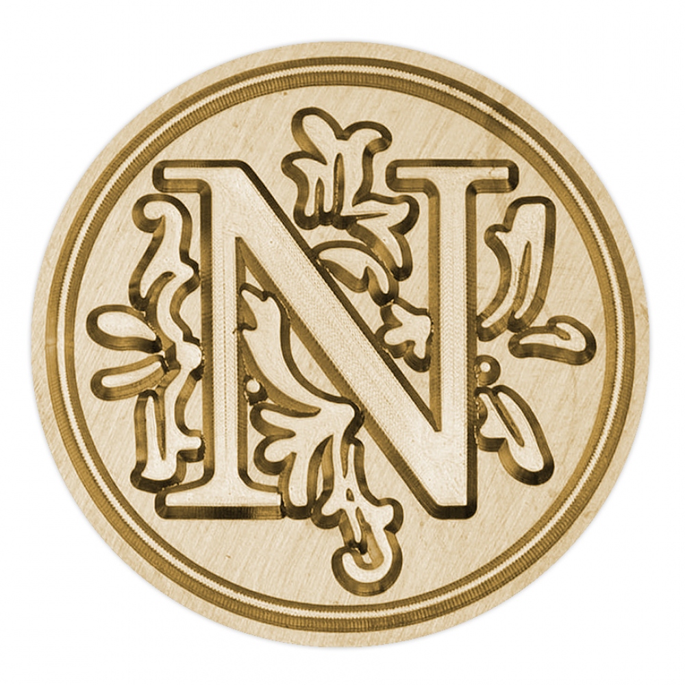 Stempel ręczny (pieczęć) do laku - dekoracyjna drukowana litera N