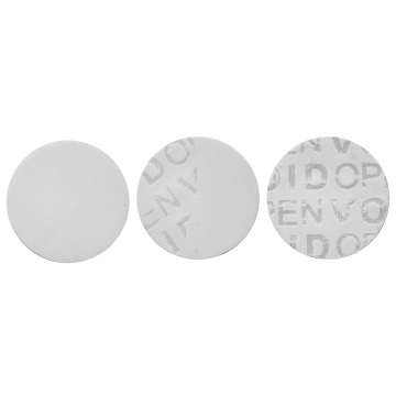 Biała, półprzezroczysta, okrągła naklejka VOID o wysokiej przyczepności 20 mm