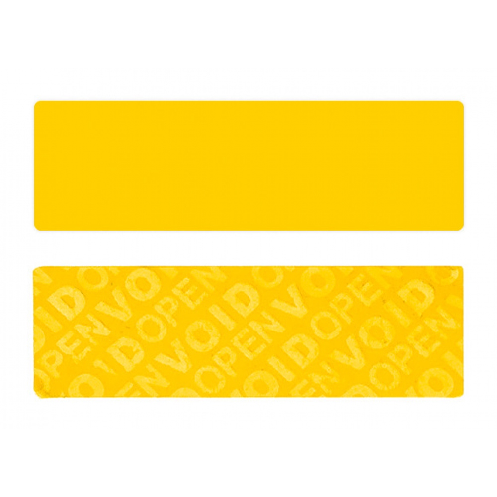 Żółta prostokątna prostokątna naklejka VOID o dużej przyczepności