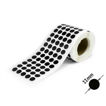 Okrągłe czarne naklejki z papieru z plastikowym laminatem 11mm
